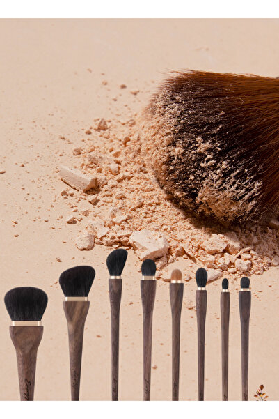 Yallabena 8-Piece Precision Makeup Brush Set with Walnut Wood Handles