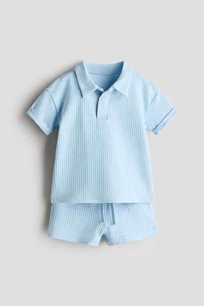 H&M 2 Parçalı Pamuklu ve Petek Dokulu Set