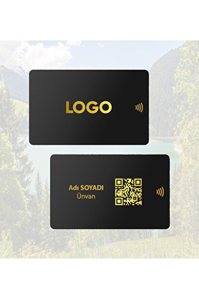 ManaKart Nfc Black Dijital Kartvizit Üzerine Gold Baskı (Kişileştirilebilir)