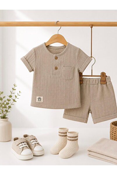 Miniminnakkidswear طقم قميص وشورت للأطفال من 9 إلى 24 شهرًا