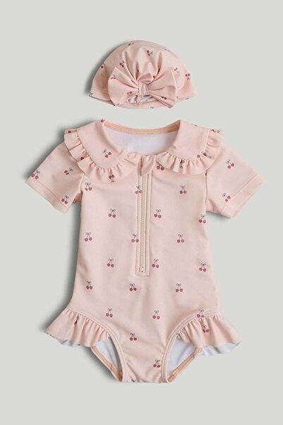 MOTHERCARE ملابس سباحة وردية اللون وعمامة