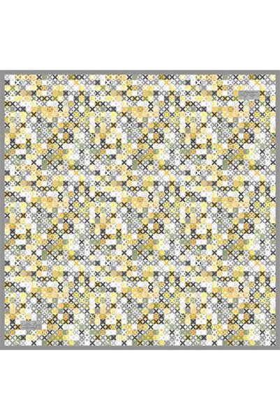 LA BOUTIQUE Sura Silk Scarf Gray Geometric Pattern 2515 - 04