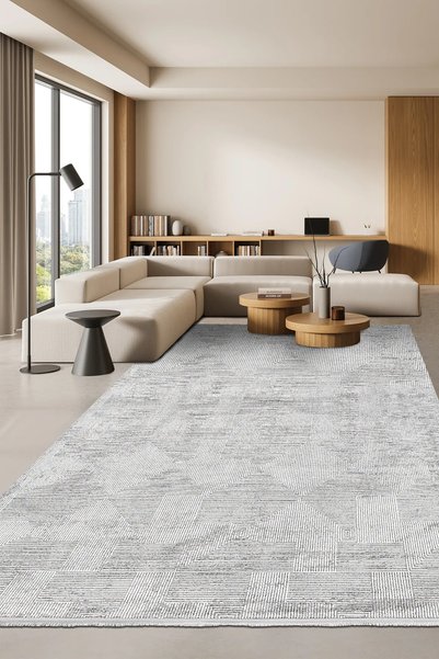 Anatolia HALI MARA-Gri/Beyaz-Özel Ölçü-Salon, Oturma Odası ve Yatak Odası Halısı
