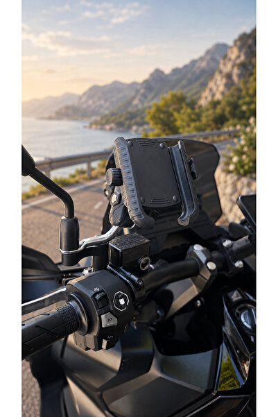 fimtech Titreşim Önleyicili Motosiklet Telefon Tutucu ( Ayna + Gidon Bağlantı)