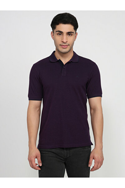 Raymond By Styli Purple Cotton Solid Polo