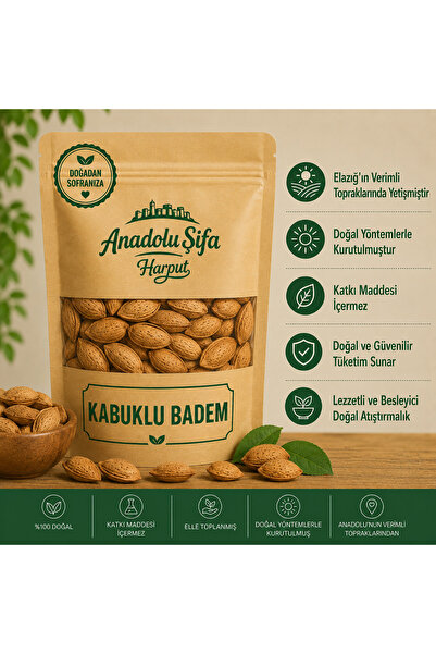 Anadolu Şifa Harput KABUKLU BADEM 1 kilo – Doğal • Katkısız • Yerli Ürün
