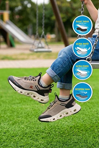 Minicankids Minican Bxz001 F Sand-Black Wide Fit Boys' Sports Shoes