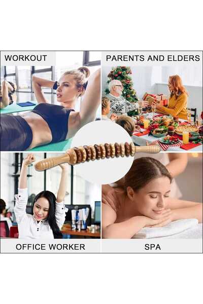 lawrenceshop Ahşap Ergonomik Kavisli Tasarımlı Masaj Aleti Roller Masaj Çubuğ...