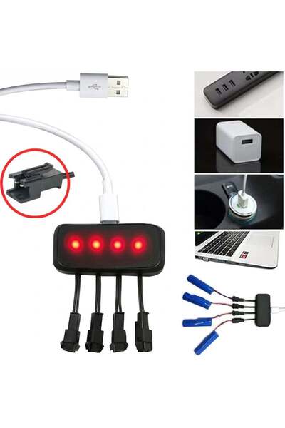 Powermaster PM-29140 4İn1 SM-2P Soket 3.7V Lityum Pil Usb Splitter Şarj Aleti
