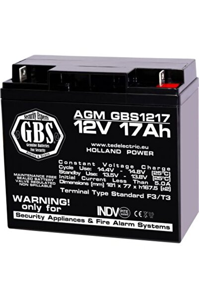 GBS Acumulator Stationar AGM VRLA Etans 12V 17A F3 T3, Dimensiuni 181mm x 77m...