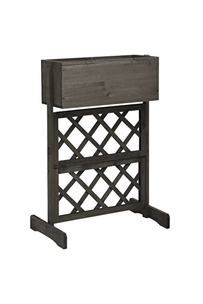 vidaxl Jardiniera cu spalier, gri, 45x30x74 cm, lemn masiv de brad