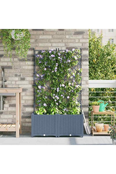 vidaxl Vaza pentru Gradina 2 pcs Gri Deschis 80 x 40 x 143 cm Plastic