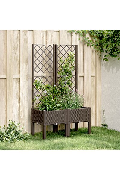 vidaxl Jardiniera de gradina cu spalier, maro, 80x40x142 cm, PP