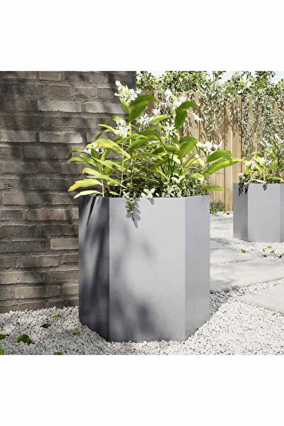 vidaxl Jardiniera de gradina 46x40x45 cm otel galvanizat hexagonal