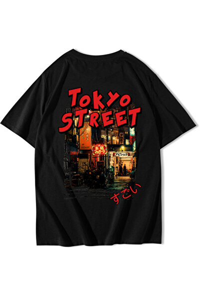 BRZ COLLECTION Unisex Oversize Μπλουζάκι Tokyo Street Μαύρο