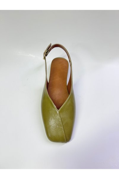 azza shoes Bi̇anca Women's Square-Toe Shoes with Shiny Open Back Buckle Detail, Elegant and Stylish Daily Flats