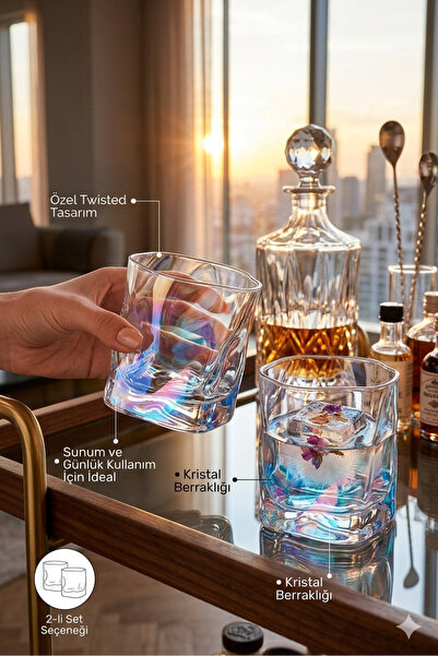 Derinify 2 Adet Şeffaf Gökkuşağı Yanardöner Bardak Seti – 125 ml Iskandinav T...