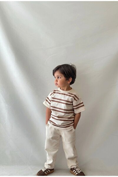 RÜYA KİDS Boy's Holiday T-Shirt Gabardine Pants 2-Piece Top and Bottom Summer...