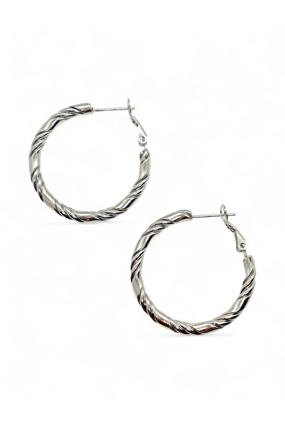 Duiwerlis Women's Silver Color Twisted Vintage Hoop Earrings 3.5cm Stylish Mo...