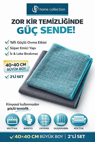 Dp Home Collection 2’li Telli Zor Kir Bezi 40x40 cm | Güçlü Ovma Etkili Mikro...