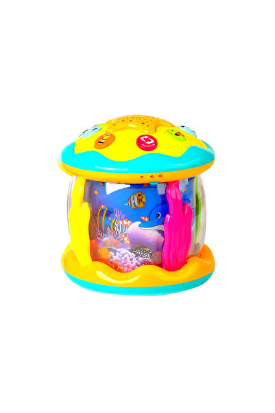 PinkBlue Proiector rotativ interactiv cu lumini si sunete marine, 8 moduri il...