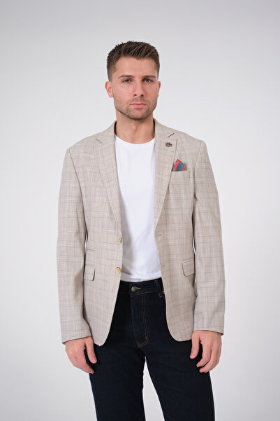 VALUE FASHION Erkek, Spor Ekose Yazlık Ceket, Esnek Dokuma Kumaş,Blazer Ceket