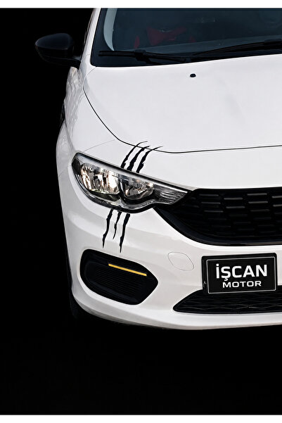 İŞCAN MOTOR 30x10cm Monster Pençe Etiket Araç Far Çıkartması SİYAH