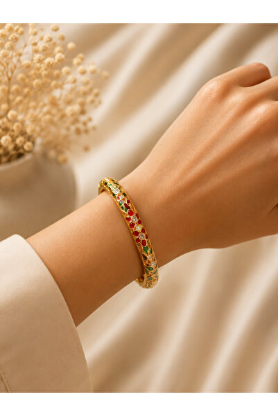 BeMineCollection Renkli mineli gold kelepçe bileklik