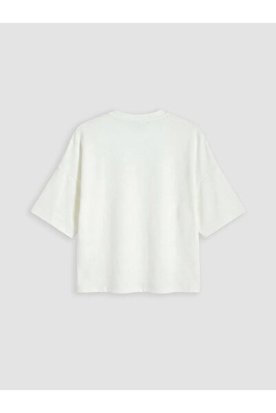 LC Waikiki Λευκό Κοντομάνικο T-Shirt Γυναικείο με Στρογγυλή Λαιμόκοψη