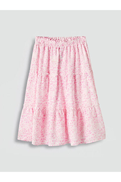 LC Waikiki Rmz Gi̇yi̇m Farkiyla Girls' Layered Skirt with Waist Drawstring