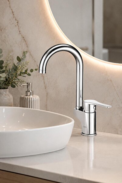 GPD MTL65 Atros Tek Gövde Lavabo Bataryası Krom Su Tasarrufu Özellikli Banyo ...
