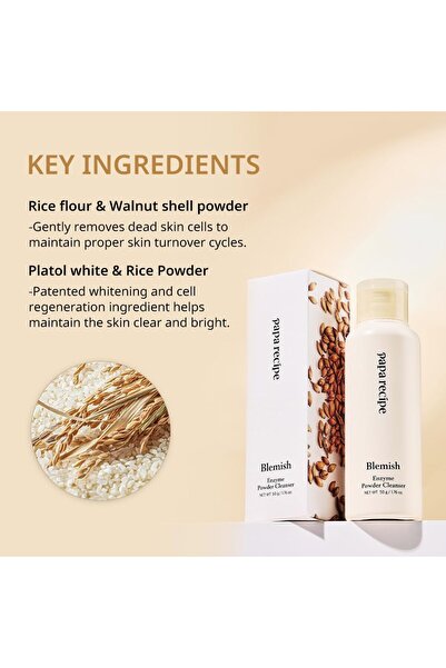Papa Recipe Blemish Enzyme Cleansing Powder (1.7oz/50g) – Papain & Rice Powder-to-Foam Face Wash