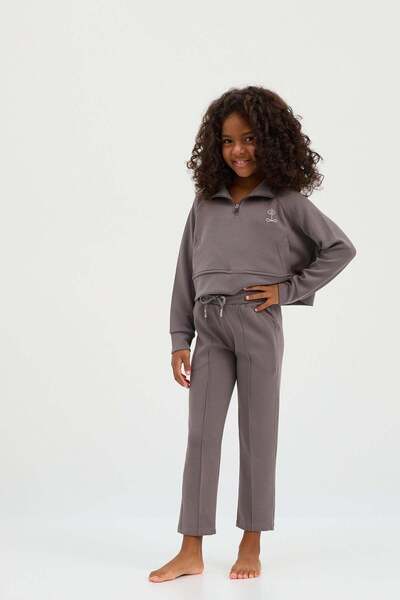 Katia&Bony Pantaloni de sport Basic Fluffy pentru copii Gri închis