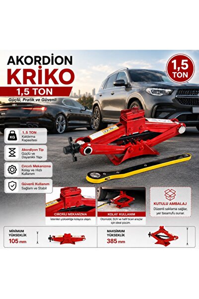 point marketing 1,5 Ton Akordiyon Kriko Cırcırlı Araç Kaldırma Krikosu
