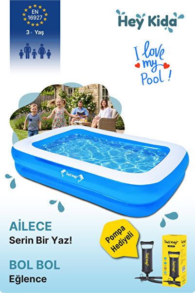 Heykida Swim Safe Dikdörtgen Havuz 262x175x50cm + Manuel Pompa