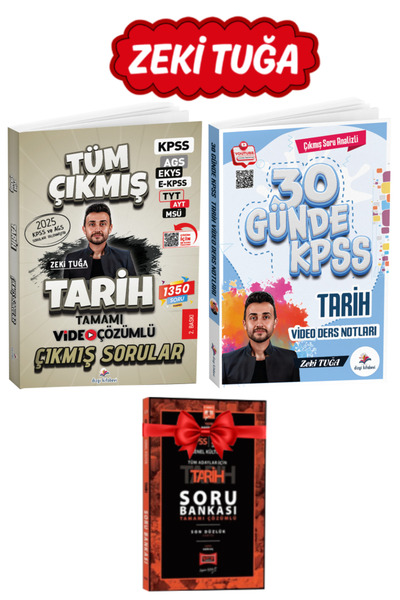 Dizgi Kitap Zeki Tuğa 2026 KPSS Tarih Tamamı Çözümlü Çıkmış Sorular+30 Günde ...