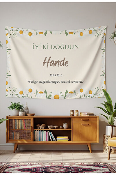 GREENDECOR Kişiye Özel Doğum Günü Duvar Örtüsü İyi ki Doğdun Happy Birthday İ...