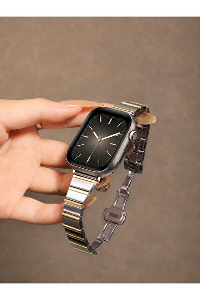 Alstrap Apple Watch 11-10 42mm 9 8 7 41mm 6 5 4 SE 40mm Uyumlu Paslanmaz Çeli...