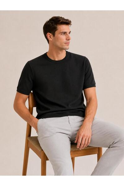 CLASSİCS MEN Ανδρικό κοντομάνικο πλεκτό μπλουζάκι Turbulance Slim Fit 7675