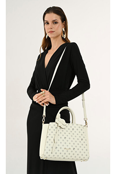 Pierre Cardin White Monogram Patterned Women's Shoulder Bag - Functional Shou...