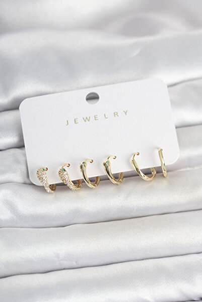 callerrons accessories Brass Gold Color Snake Model Women's Earring Set - Ebj...
