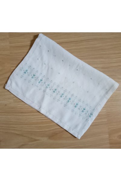 Sia منديل كتان مزخرف يدويًا بالزهور مقاس 24×35 سم