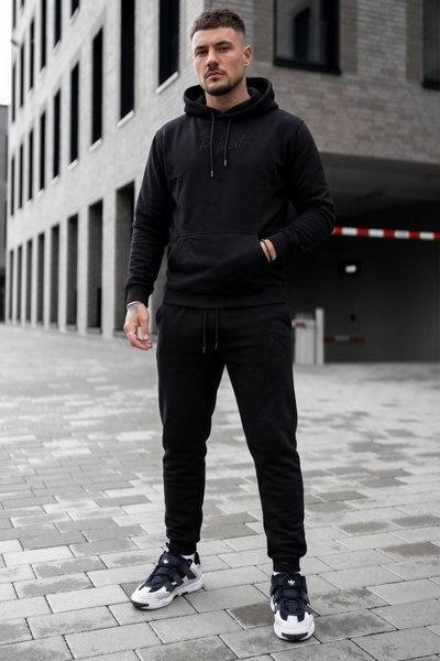EXCLUSIVE STYLE Cotton tracksuit with Embroidered logo - rotten BLACK