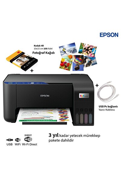 EPSON Çok Fonksiyonlu Renkli Tanklı Wi-Fi Yazıcı USB Bağlantı Destekli Baskı ...