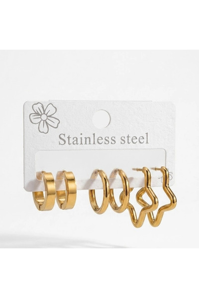 EASERA TİCARET Star Shine Six Ring Earring Set