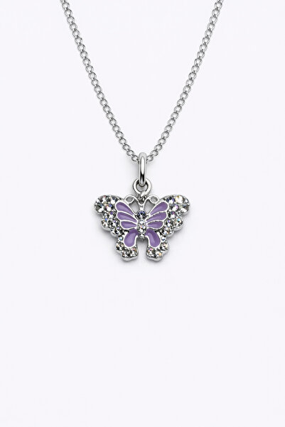 MakeWell Zircon Stone Heart Pendant with Pink Bow Detail Silver Color Stylish...