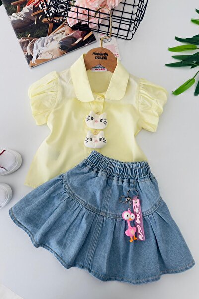 Minigimin Cicileri My Little One's Summer Girl's Set with Balloon Sleeves, Ki...