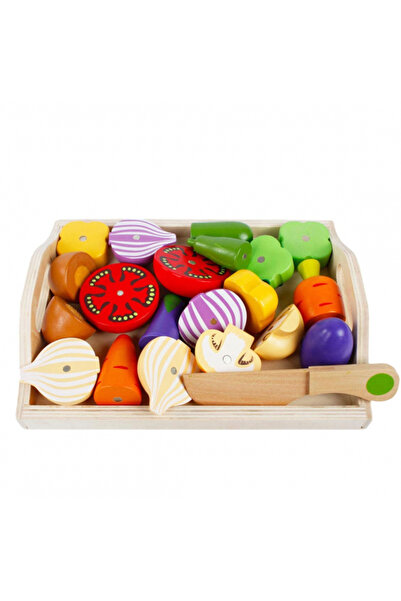 Toyska Ladita cu Legume magnetice de feliat din lemn, 12 piese, multicolor