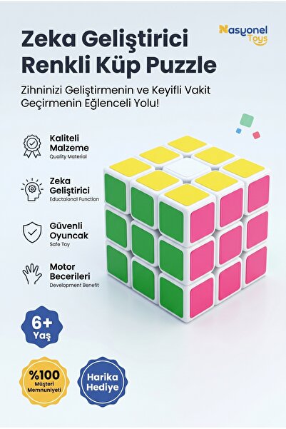 NASYONEL TOYS Zeka Geliştirici Renkli Küp Puzzle Eğitici Oyuncak Beyin Jimnas...