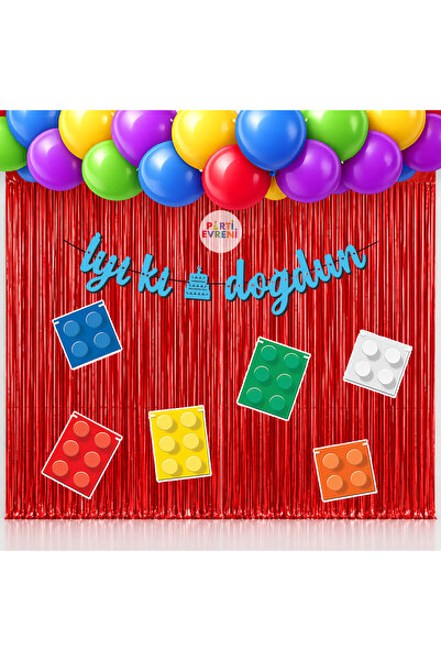 Parti Evreni Lego Temalı Arka Fon Süsleme Seti 1 Metre